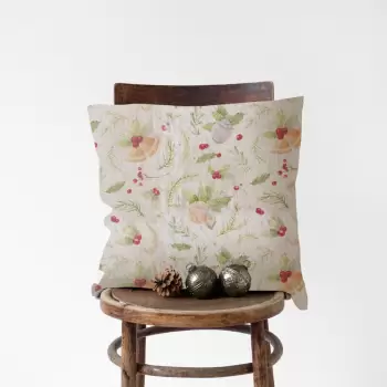 Fata de perna din in cu model de Craciun Linen Tales Bells, 50 x 50 cm imagine