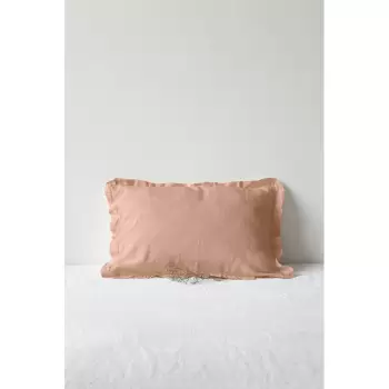 Fata de perna din in cu tiv plisat Linen Tales, 50 x 60 cm, maro teracota imagine