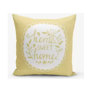 Fata de perna Minimalist Cushion Covers Home Sweet Home, 45 x 45 cm, galben imagine