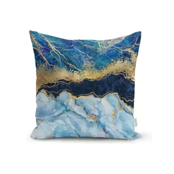 Fata de perna Minimalist Cushion Covers Marble With Blue, 45 x 45 cm imagine