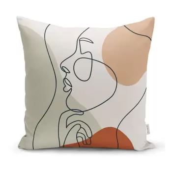 Fata de perna Minimalist Cushion Covers Pastel Drawing Face, 45 x 45 cm imagine