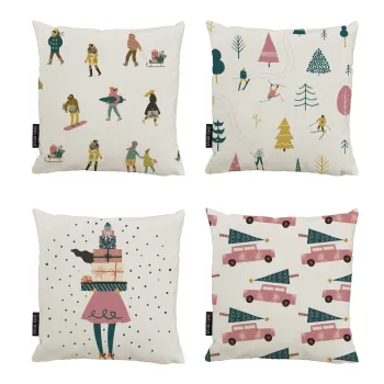 Fete de perna 4 buc. 45x45 cm cu model de Craciun Holiday Mood - Butter Kings imagine