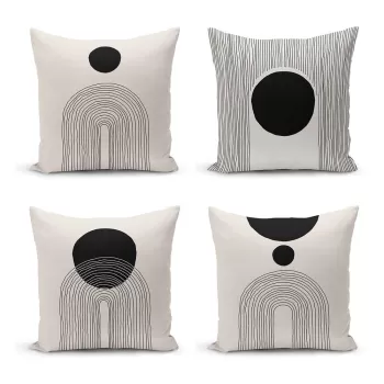 Fete de perna negre si bej in set de 4 buc. 43x43 cm - Minimalist Cushion Covers imagine