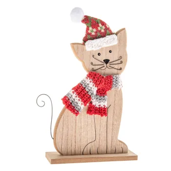 Figurina de Craciun din lemn (inaltime 29 cm) Cat - Dakls imagine
