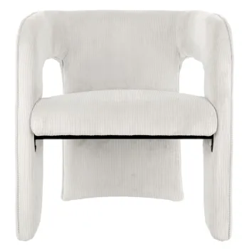 Fotoliu alb cu tapiterie din catifea reiata Vigor - Leitmotiv imagine