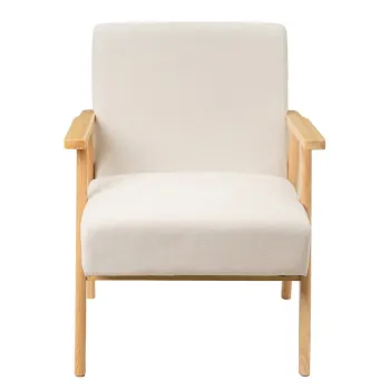 Fotoliu alb cu tapiterie din chenille Vintage - Casa Seleccion imagine