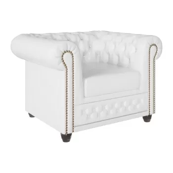 Fotoliu alb cu tapiterie din imitatie de piele York - Ropez imagine