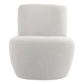 Fotoliu alb cu tapiterie din tesatura boucle Ada - Leitmotiv imagine