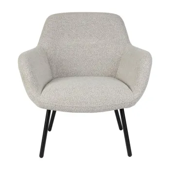 Fotoliu alb cu tapiterie din tesatura boucle Dude - White Label imagine