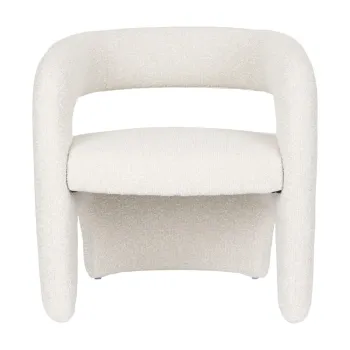 Fotoliu alb cu tapiterie din tesatura boucle Nova - White Label imagine