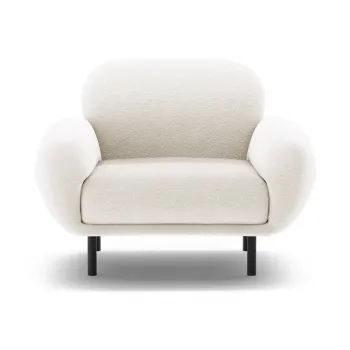 Fotoliu alb cu tapiterie din tesatura boucle Poppy - Micadoni imagine