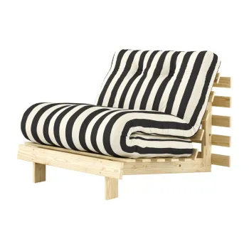 Fotoliu alb-negru extensibil de tip futon/din lemn Roots - Karup imagine