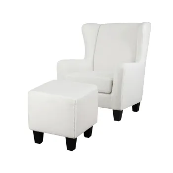 Fotoliu alb wing cu tapiterie din catifea Zhili - Storaa imagine