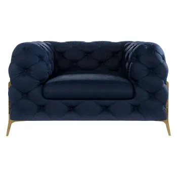 Fotoliu albastru inchis cu tapiterie din catifea Chelsea Bis - Ropez imagine