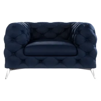 Fotoliu albastru inchis cu tapiterie din catifea Chelsea - Ropez imagine