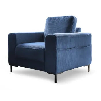 Fotoliu albastru inchis cu tapiterie din catifea reiata Lofty Lilly - Miuform imagine