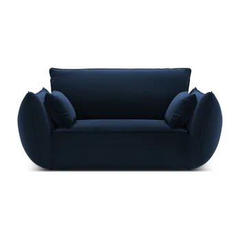 Fotoliu albastru inchis cu tapiterie din catifea Vanda - Mazzini Sofas imagine