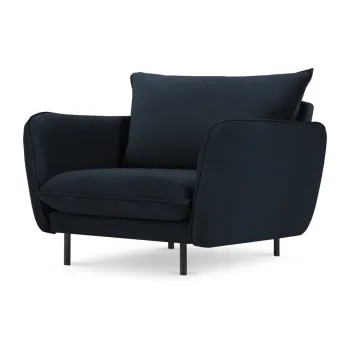 Fotoliu albastru inchis cu tapiterie din catifea Vienna - Cosmopolitan Design imagine