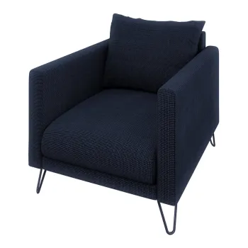 Fotoliu albastru inchis cu tapiterie din chenille Freya - Ropez imagine