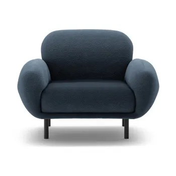 Fotoliu albastru inchis cu tapiterie din tesatura boucle Poppy - Micadoni imagine