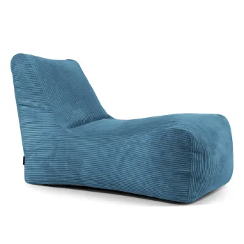 Fotoliu bean bag albastru cu tapiterie din catifea reiata Lounge - SLOWDOWN imagine
