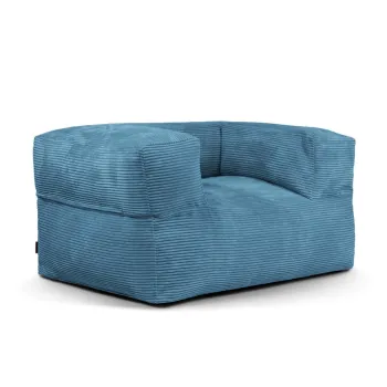 Fotoliu bean bag albastru cu tapiterie din catifea reiata MooG - SLOWDOWN imagine