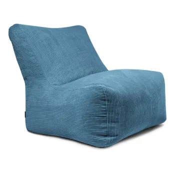 Fotoliu bean bag albastru cu tapiterie din catifea reiata Seat 100 Lounge - SLOWDOWN imagine