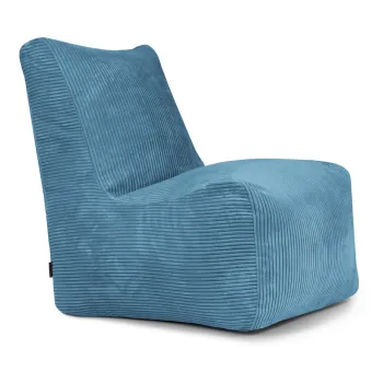 Fotoliu bean bag albastru cu tapiterie din catifea reiata Seat Lounge - SLOWDOWN imagine