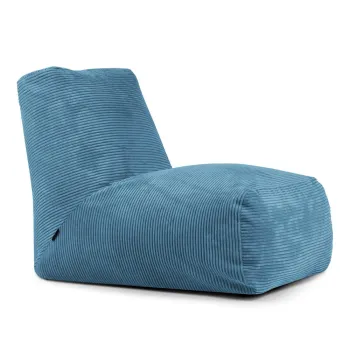 Fotoliu bean bag albastru cu tapiterie din catifea reiata Tube - SLOWDOWN imagine