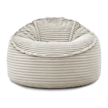 Fotoliu bean bag bej cu tapiterie din catifea reiata Socrate - Bobochic Paris imagine