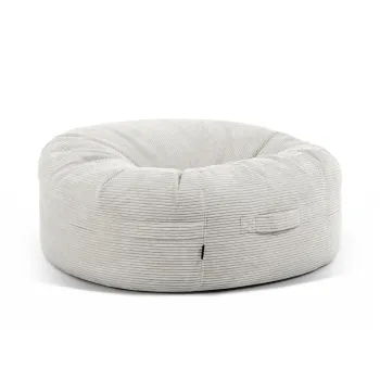 Fotoliu bean bag crem cu tapiterie din catifea reiata Roll 135 - SLOWDOWN imagine