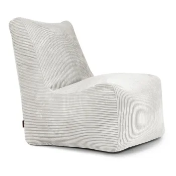 Fotoliu bean bag crem cu tapiterie din catifea reiata Seat Lounge - SLOWDOWN imagine