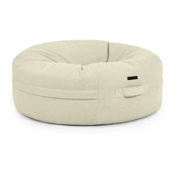 Fotoliu bean bag crem cu tapiterie din tesatura boucle Roll 135 - SLOWDOWN imagine