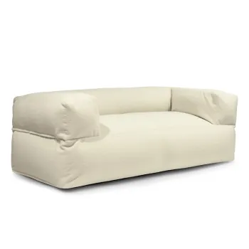 Fotoliu bean bag crem cu tapiterie din tesatura boucle Sofa MooG - SLOWDOWN imagine