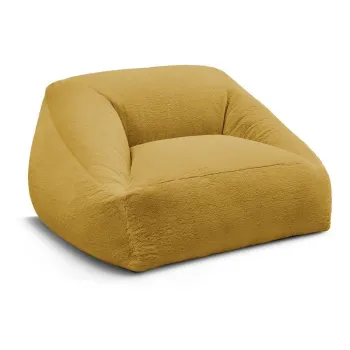 Fotoliu bean bag galben cu tapiE>erie din blanAartificialALilibet aEURBobochic Paris imagine
