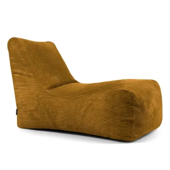 Fotoliu bean bag galben mustar cu tapiterie din catifea reiata Lounge - SLOWDOWN imagine