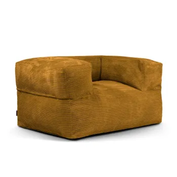 Fotoliu bean bag galben mustar cu tapiterie din catifea reiata MooG - SLOWDOWN imagine