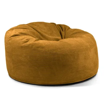 Fotoliu bean bag galben mustar cu tapiterie din catifea reiata Om 135 - SLOWDOWN imagine