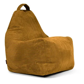 Fotoliu bean bag galben mustar cu tapiterie din catifea reiata Play Amuse - SLOWDOWN imagine