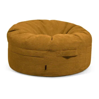 Fotoliu bean bag galben mustar cu tapiterie din catifea reiata Roll 105 - SLOWDOWN imagine