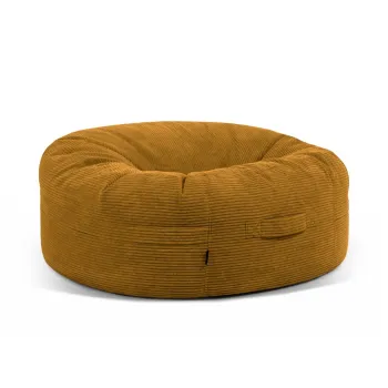 Fotoliu bean bag galben mustar cu tapiterie din catifea reiata Roll 135 - SLOWDOWN imagine