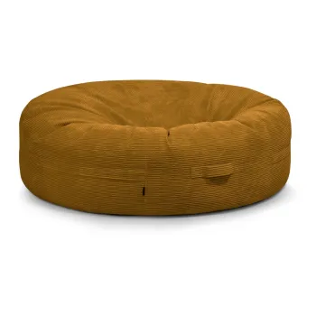 Fotoliu bean bag galben mustar cu tapiterie din catifea reiata Roll 190 - SLOWDOWN imagine