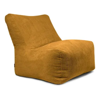 Fotoliu bean bag galben mustar cu tapiterie din catifea reiata Seat 100 Lounge - SLOWDOWN imagine