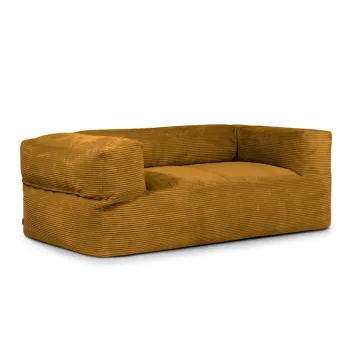 Fotoliu bean bag galben mustar cu tapiterie din catifea reiata Sofa MooG - SLOWDOWN imagine