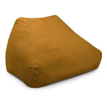 Fotoliu bean bag galben mustar cu tapiterie din catifea reiata Sofa Snug - SLOWDOWN imagine