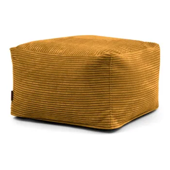 Fotoliu bean bag galben mustar cu tapiterie din catifea reiata Softbox MooG - SLOWDOWN imagine