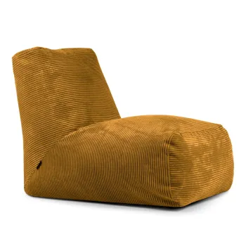 Fotoliu bean bag galben mustar cu tapiterie din catifea reiata Tube - SLOWDOWN imagine