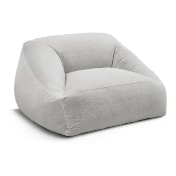 Fotoliu bean bag gri deschis cu tapiE>erie din blanAartificialALilibet aEURBobochic Paris imagine