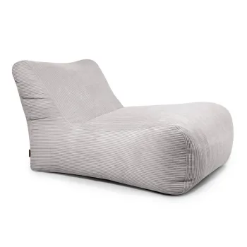 Fotoliu bean bag gri deschis cu tapiterie din catifea reiata Lounge 100 - SLOWDOWN imagine