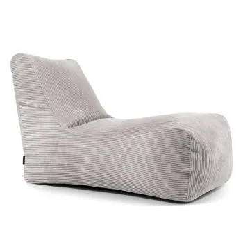 Fotoliu bean bag gri deschis cu tapiterie din catifea reiata Lounge - SLOWDOWN imagine